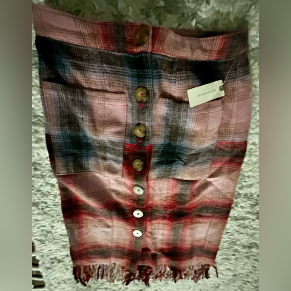 ‼️RARE‼️🎸MAEVE🎸🔥NWT🔥 Maeve Fringed Plaid Mini Skirt in Pink Combo✨Size 4✨ - Picture 9 of 11